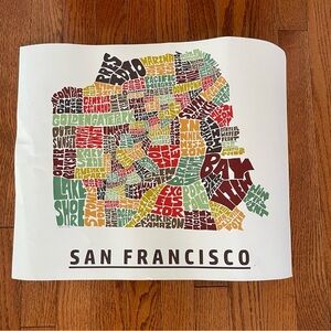 Map Print San Francisco Neighborhoods Metro 20”x16”